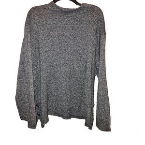 Marla Kim Silk Blend Mock‎ Neck Sweater Heather Grey Black XL